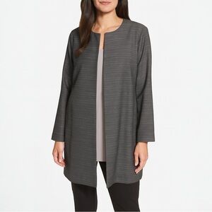 EILEEN FISHER Herringbone Mandarin Collar Open Front Jacket R17SQA